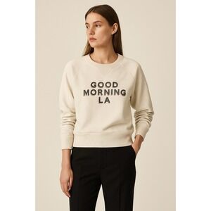 Nili Lotan Good Morning LA Sweatshirt Cream S 100% Cotton Made in USA